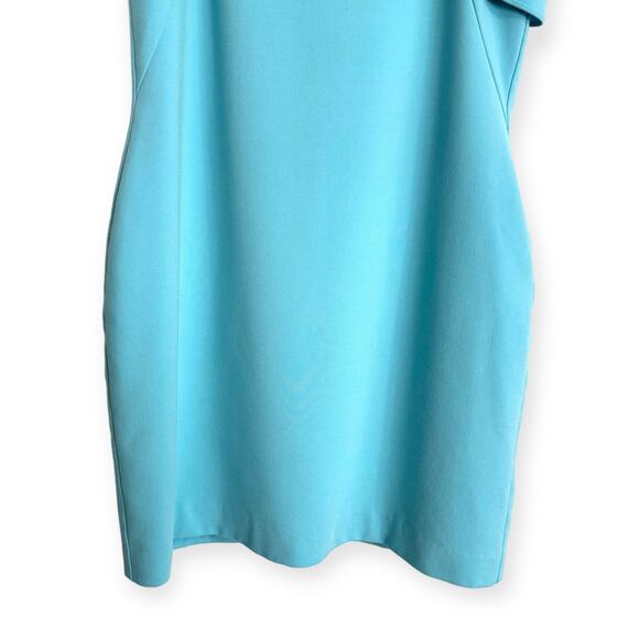 Black Halo Teal Pabla One Sleeve High Neck Mini Sheath Dress Women's Size 12 - Picture 4 of 13